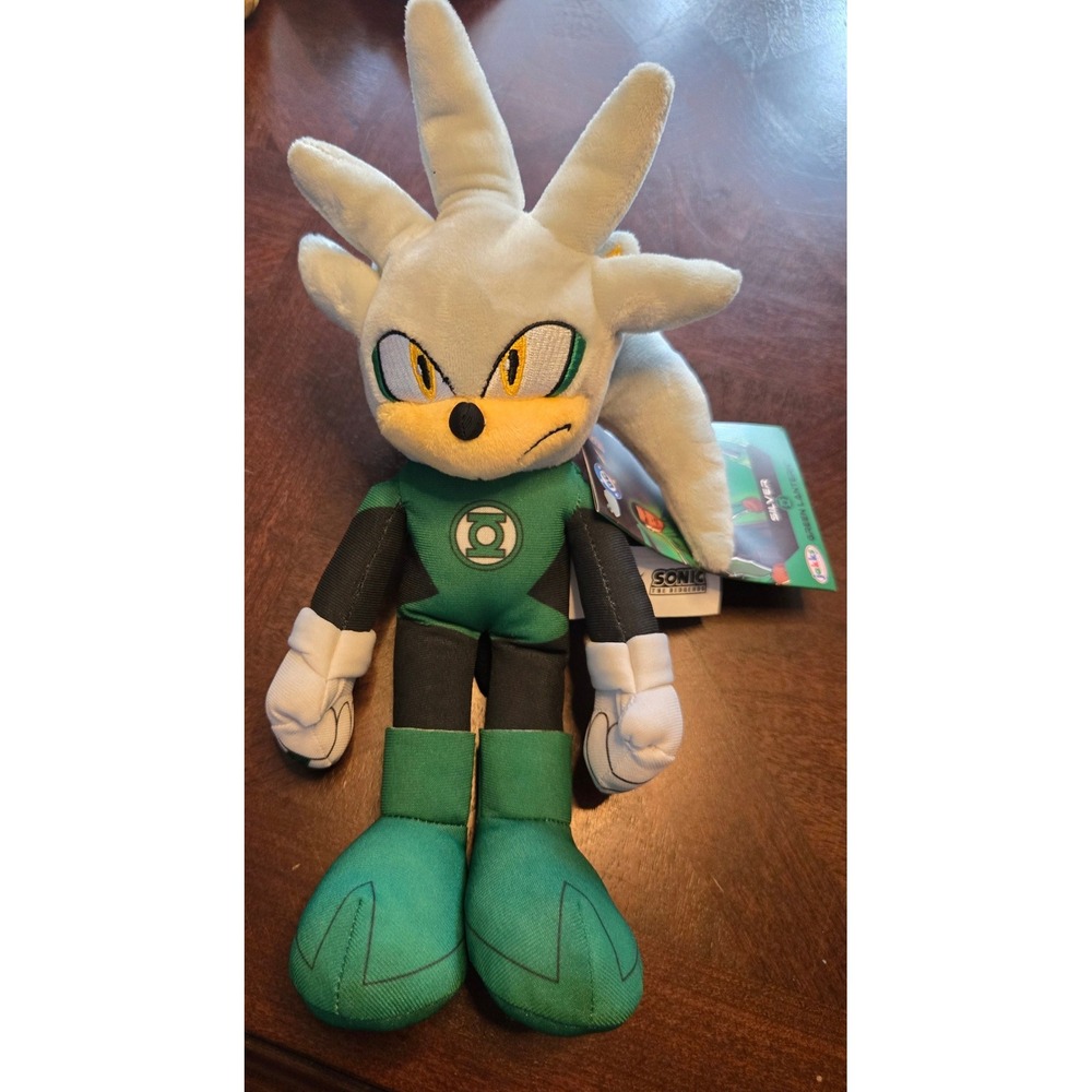 Jakks Pacific Sonic the Hedgehog x DC Silver Hedgehog Green Lantern Plush NEW